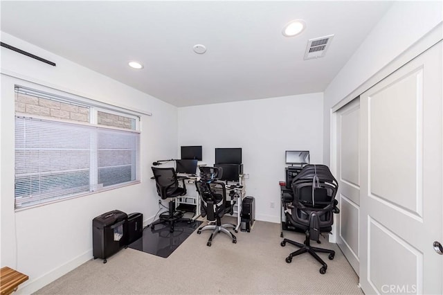 14161 Olivia Ct, La Mirada, CA 90638 - carpeted office with baseboards, visible vents, and recessed lighting