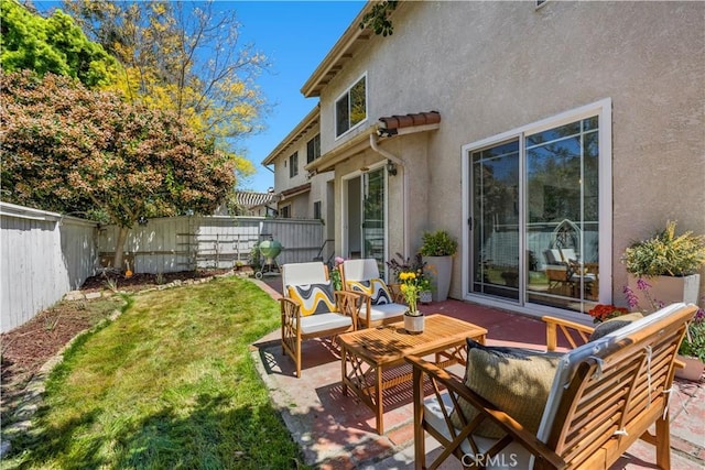 11891 Ramsdell Ct, San Diego, CA 92131 - exterior space with a yard, stucco siding, a fenced backyard, and a patio
