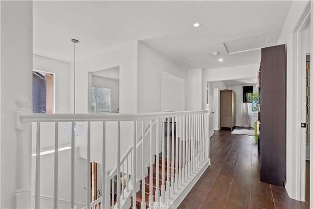 11891 Ramsdell Ct, San Diego, CA 92131 - corridor with dark wood-type flooring and recessed lighting
