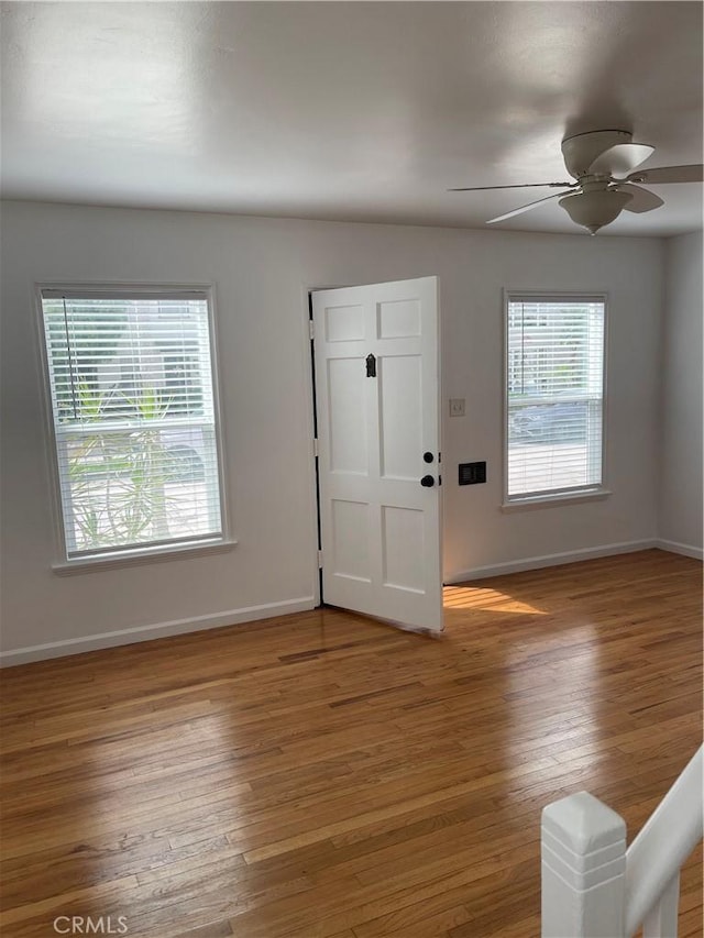 258 Glendora Ave, Long Beach, CA 90803 - foyer entrance with light wood-type flooring, baseboards, and ceiling fan