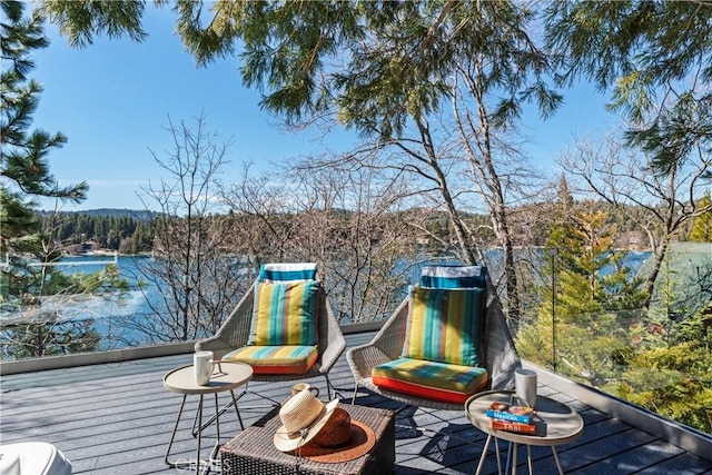 28019 N Shore Rd, Lake Arrowhead, CA 92352 - deck featuring a view of trees