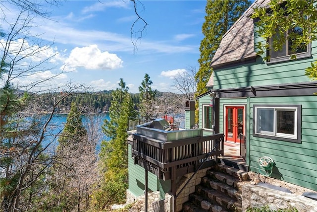 28019 N Shore Rd, Lake Arrowhead, CA 92352 - deck with french doors
