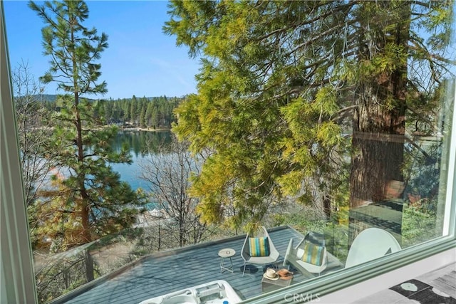 28019 N Shore Rd, Lake Arrowhead, CA 92352 - water view with a forest