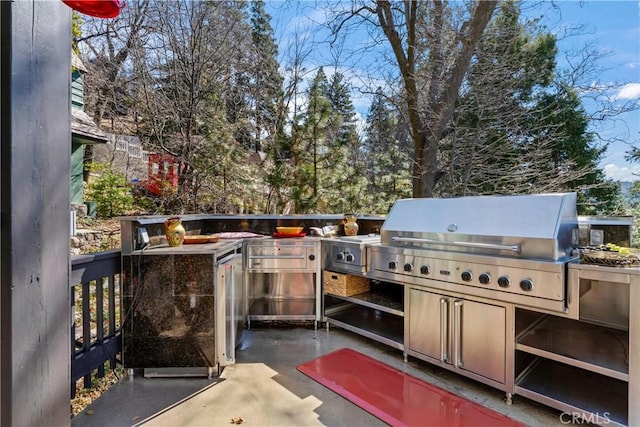 28019 N Shore Rd, Lake Arrowhead, CA 92352 - view of patio / terrace with an outdoor kitchen