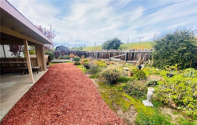 view of yard featuring a fenced backyard and a patio area