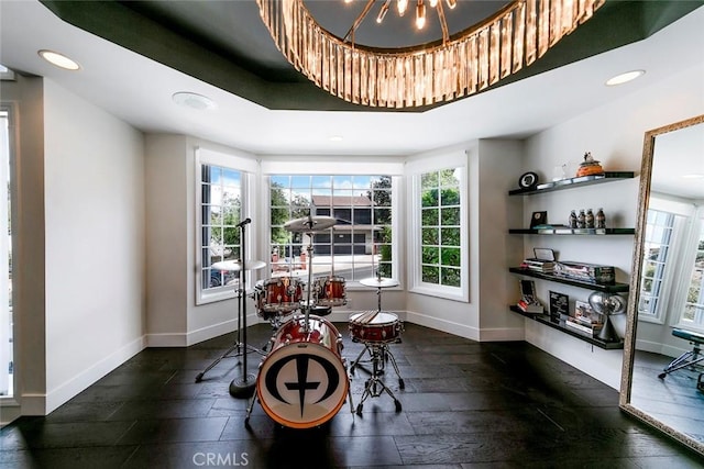 dining room with baseboards and recessed lighting