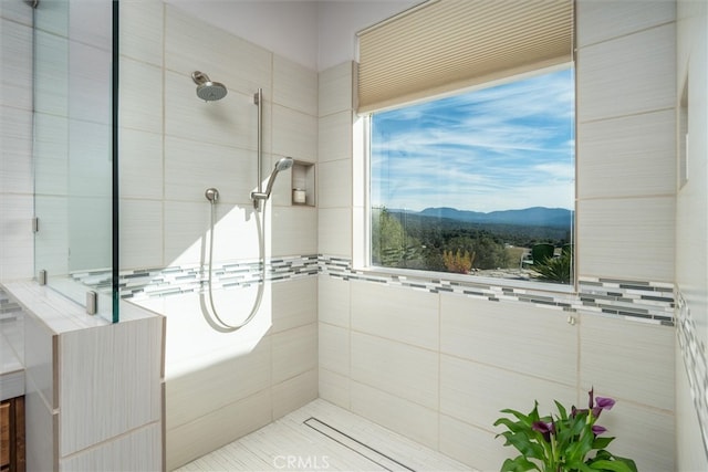 45500 Right Rd, Ahwahnee, CA 93601 - bathroom with a mountain view and tiled shower