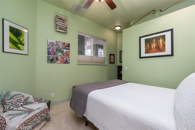 45500 Right Rd, Ahwahnee, CA 93601 - bedroom with visible vents, carpet, baseboards, and ceiling fan