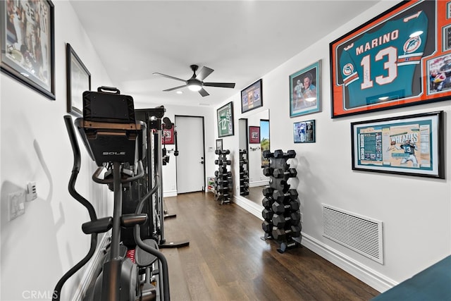 6 Via Presea, Coto De Caza, CA 92679 - workout room featuring wood finished floors, a ceiling fan, and baseboards