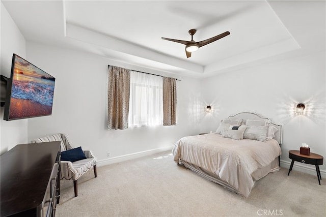 6 Via Presea, Coto De Caza, CA 92679 - carpeted bedroom featuring a raised ceiling, baseboards, and a ceiling fan