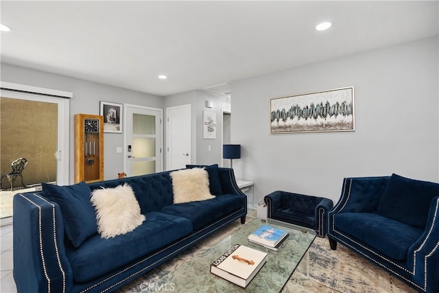 living area featuring recessed lighting