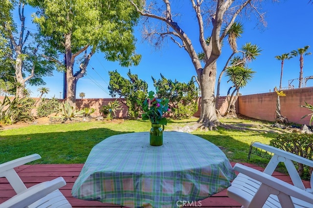 view of yard with a fenced backyard