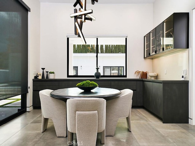 18852 Canyon Crest Dr, Villa Park, CA 92861 - dining room with concrete floors and a high ceiling