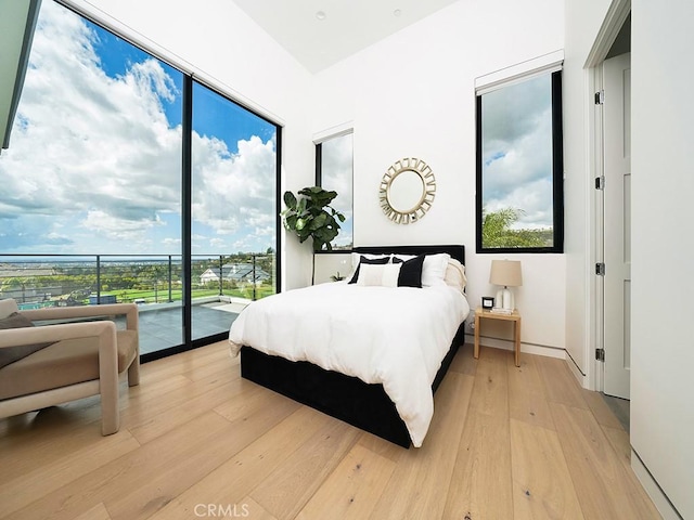 18852 Canyon Crest Dr, Villa Park, CA 92861 - bedroom with access to outside, multiple windows, light wood finished floors, and floor to ceiling windows