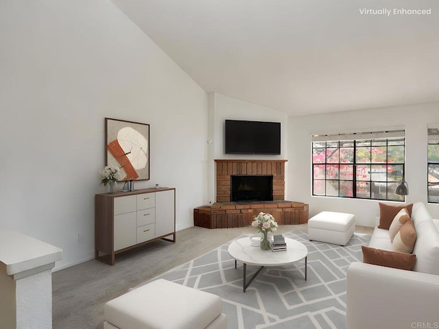 1714 Woodlark Ln, Fallbrook, CA 92028 - living area with lofted ceiling and a fireplace