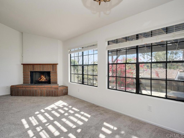 1714 Woodlark Ln, Fallbrook, CA 92028 - unfurnished living room featuring carpet floors, a fireplace, and baseboards