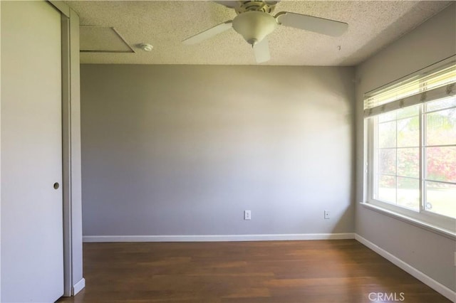 7320 Ramona Ave, Rancho Cucamonga, CA 91730 - unfurnished room with wood finished floors, a textured ceiling, ceiling fan, and baseboards