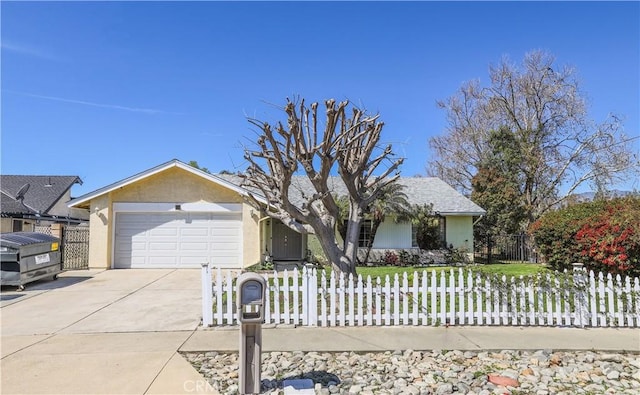 7320 Ramona Ave, Rancho Cucamonga, CA 91730 - single story home with driveway, a fenced front yard, a garage, and stucco siding