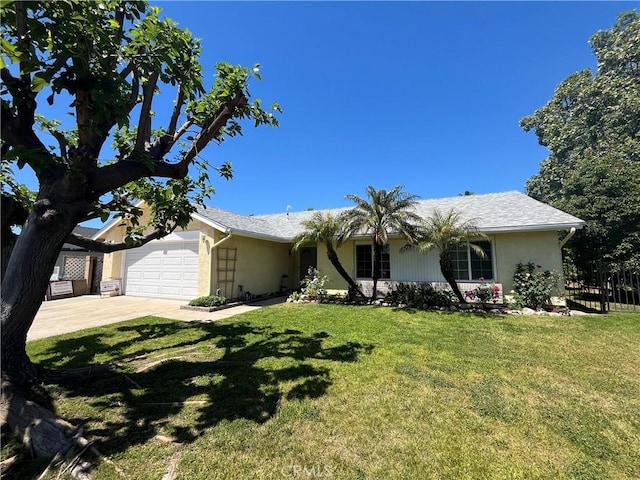 7320 Ramona Ave, Rancho Cucamonga, CA 91730 - single story home featuring an attached garage, concrete driveway, and stucco siding