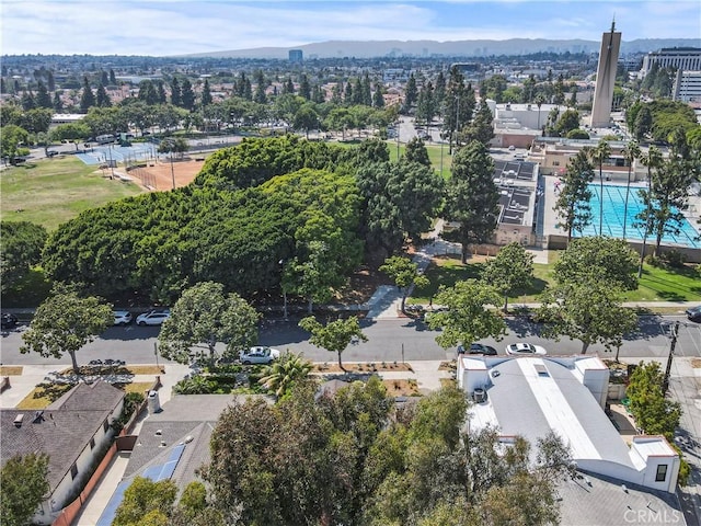 bird's eye view with a mountain view