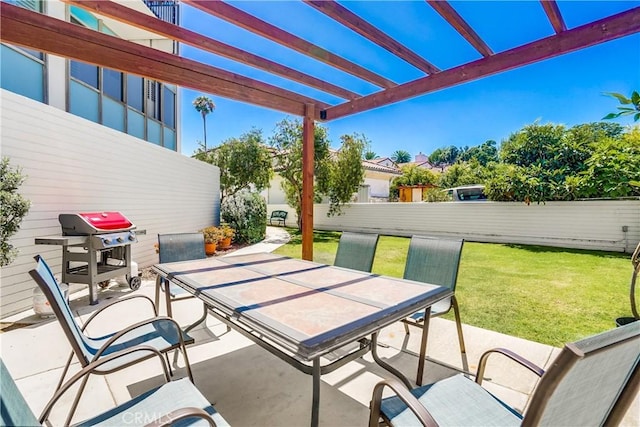 2999 E Ocean Blvd Unit 210, Long Beach, CA 90803 - view of patio / terrace featuring outdoor dining space, a pergola, and area for grilling