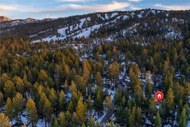 41496 Comstock Ln, Big Bear Lake, CA 92315 - bird's eye view featuring a mountain view and a view of trees