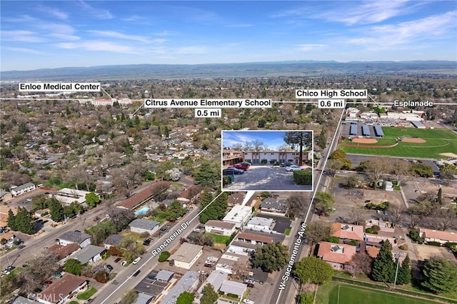 aerial view with a residential view