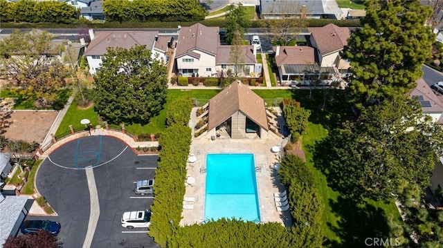 drone / aerial view with a residential view
