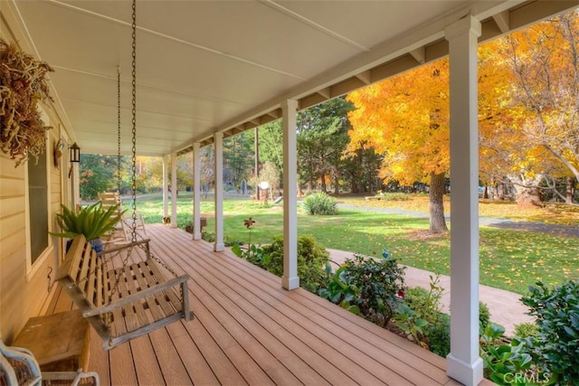 13730 Nimshew Rd, Magalia, CA 95954 - wooden terrace with a porch and a lawn