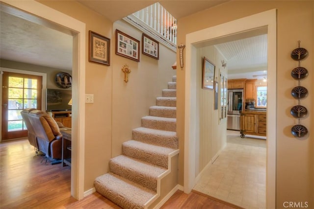 13730 Nimshew Rd, Magalia, CA 95954 - staircase featuring baseboards and wood finished floors