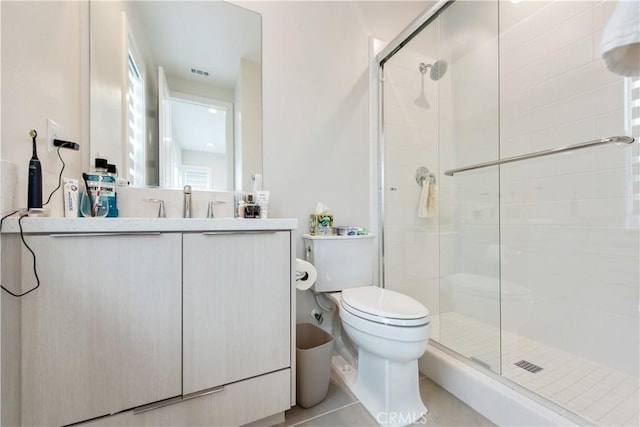 121 Mulberry, Lake Forest, CA 92630 - bathroom featuring a stall shower, vanity, and tile patterned flooring