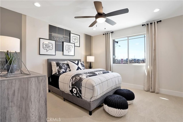 29754 Laurel Ct, Menifee, CA 92584 - bedroom with a ceiling fan, recessed lighting, carpet, and baseboards