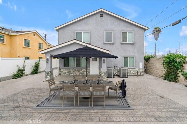 1109 N Mulberry, Compton, CA 90222 - back of property with stone siding, stucco siding, a patio, and a fenced backyard