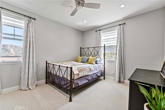 3905 Elderberry Cir, Corona, CA 92882 - bedroom with baseboards, light colored carpet, and recessed lighting