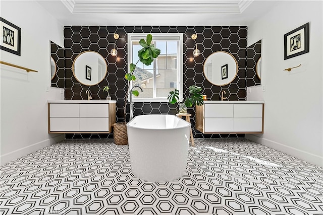 3905 Elderberry Cir, Corona, CA 92882 - full bathroom with a freestanding tub, baseboards, and tile patterned floors