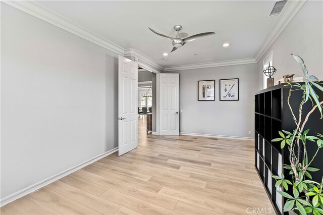 3905 Elderberry Cir, Corona, CA 92882 - empty room featuring ceiling fan, visible vents, a healthy amount of sunlight, and light wood finished floors