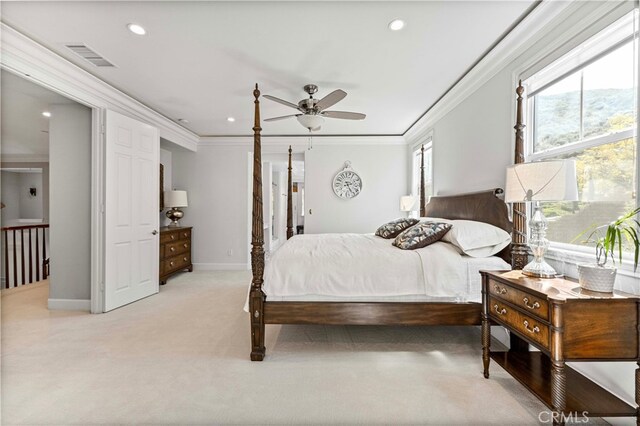 3905 Elderberry Cir, Corona, CA 92882 - bedroom featuring baseboards, ornamental molding, visible vents, and multiple windows