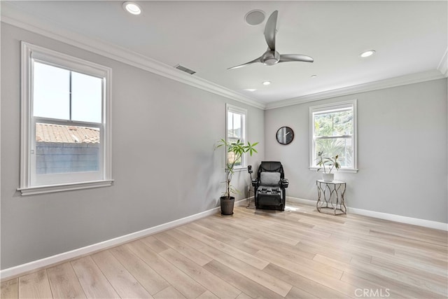 3905 Elderberry Cir, Corona, CA 92882 - unfurnished room featuring baseboards, visible vents, crown molding, and wood finished floors