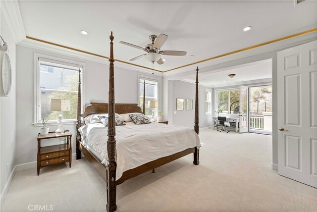 3905 Elderberry Cir, Corona, CA 92882 - bedroom featuring multiple windows, crown molding, baseboards, and light colored carpet