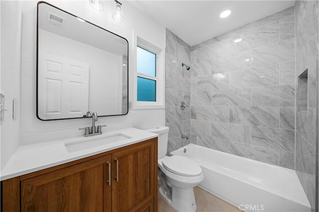 7116 Waring Ave, Los Angeles, CA 90046 - bathroom featuring washtub / shower combination, visible vents, toilet, and vanity