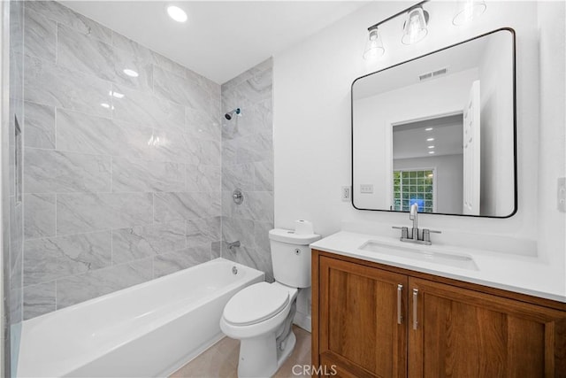 7116 Waring Ave, Los Angeles, CA 90046 - bathroom with vanity, toilet, tub / shower combination, and visible vents