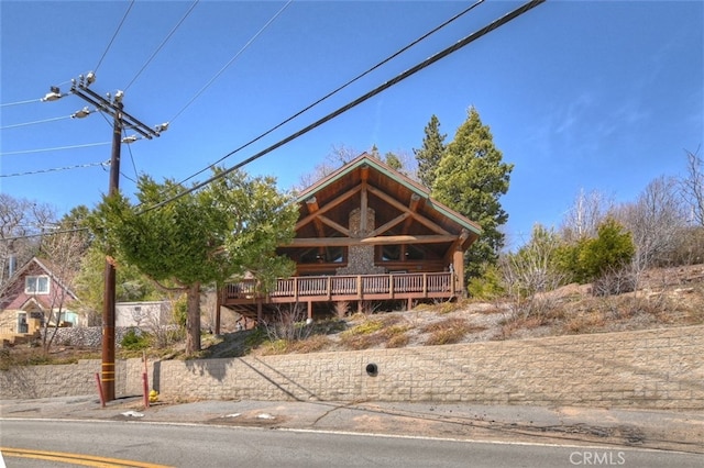 29632 Hook Creek Rd, Cedar Glen, CA 92321 - log-style house with a wooden deck
