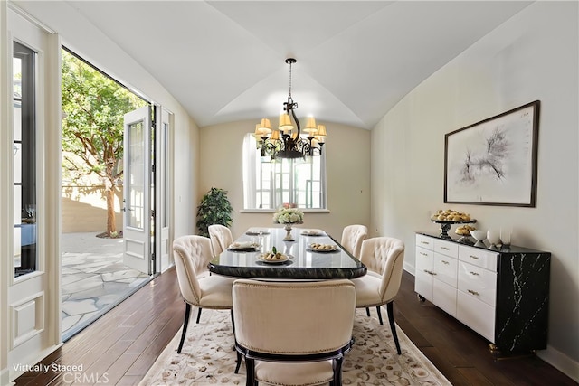 3 Observatory, Newport Coast, CA 92657 - dining room with dark wood finished floors, a chandelier, healthy amount of natural light, and lofted ceiling