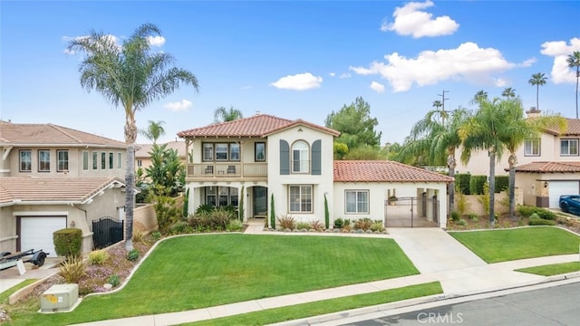 2845 Keystone Cir, Corona, CA 92882 - mediterranean / spanish house with a gate, a tile roof, driveway, and stucco siding