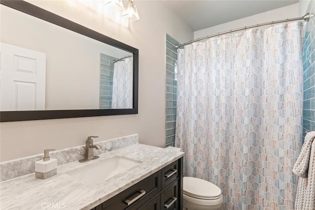 2845 Keystone Cir, Corona, CA 92882 - bathroom featuring vanity, toilet, and a shower with shower curtain