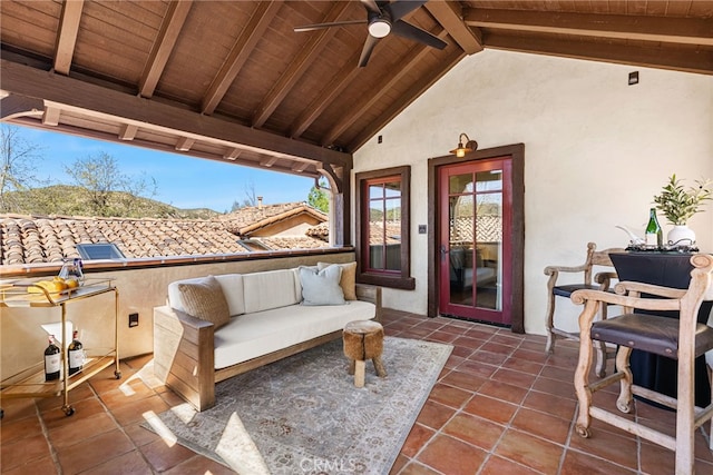 view of patio / terrace featuring an outdoor living space and ceiling fan