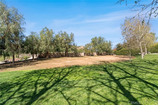 view of yard with fence