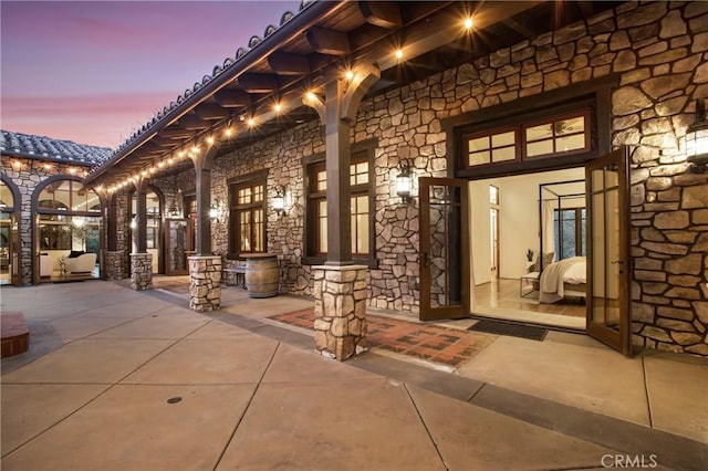 exterior space featuring covered porch