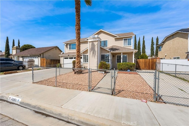 42851 Lemonwood Dr, Lancaster, CA 93536 - traditional-style house featuring concrete driveway, a gate, an attached garage, and a fenced front yard