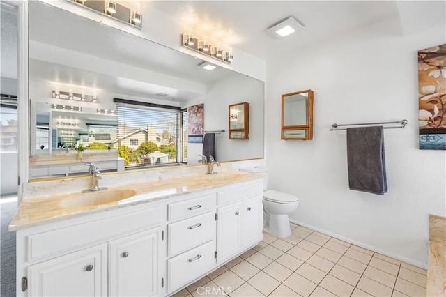 42851 Lemonwood Dr, Lancaster, CA 93536 - full bath featuring double vanity and tile patterned floors